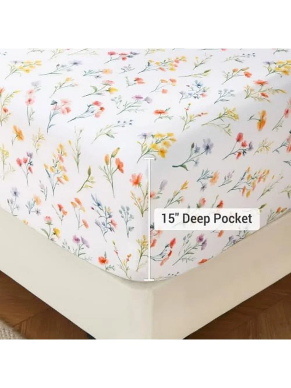 Floral Queen Sheet Set - 4 Piece Vintage Botanical Bedding, Soft Microfiber